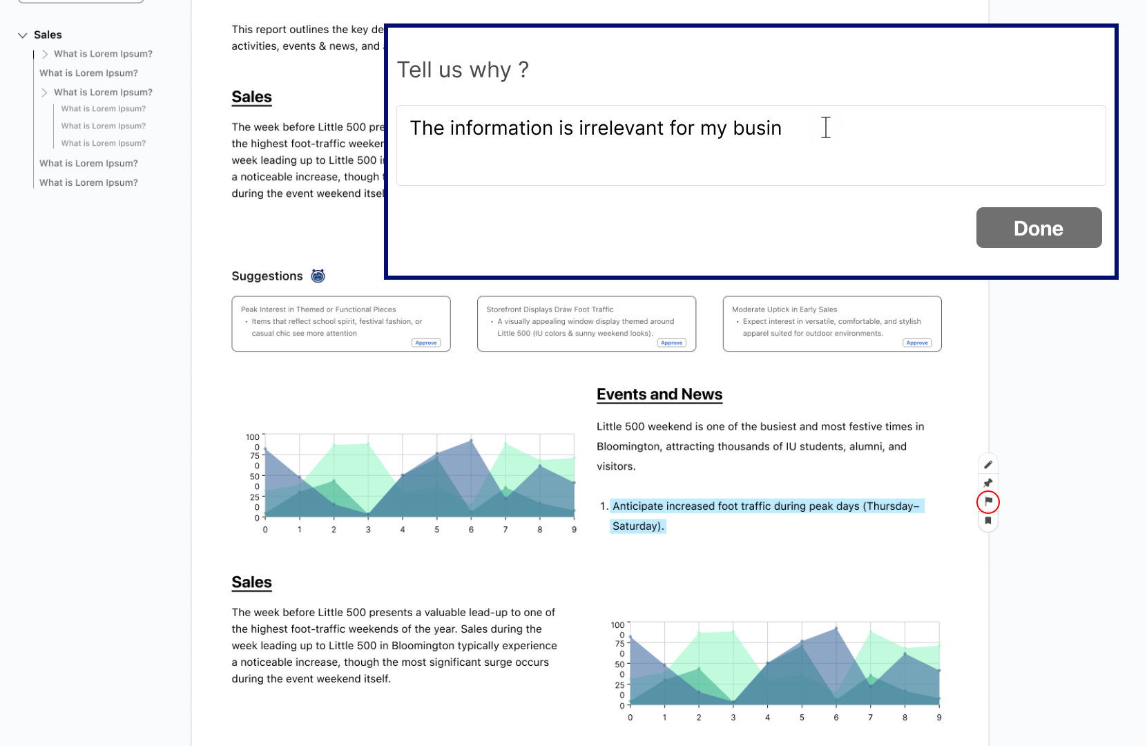 Flagging unwanted/irrelevant information