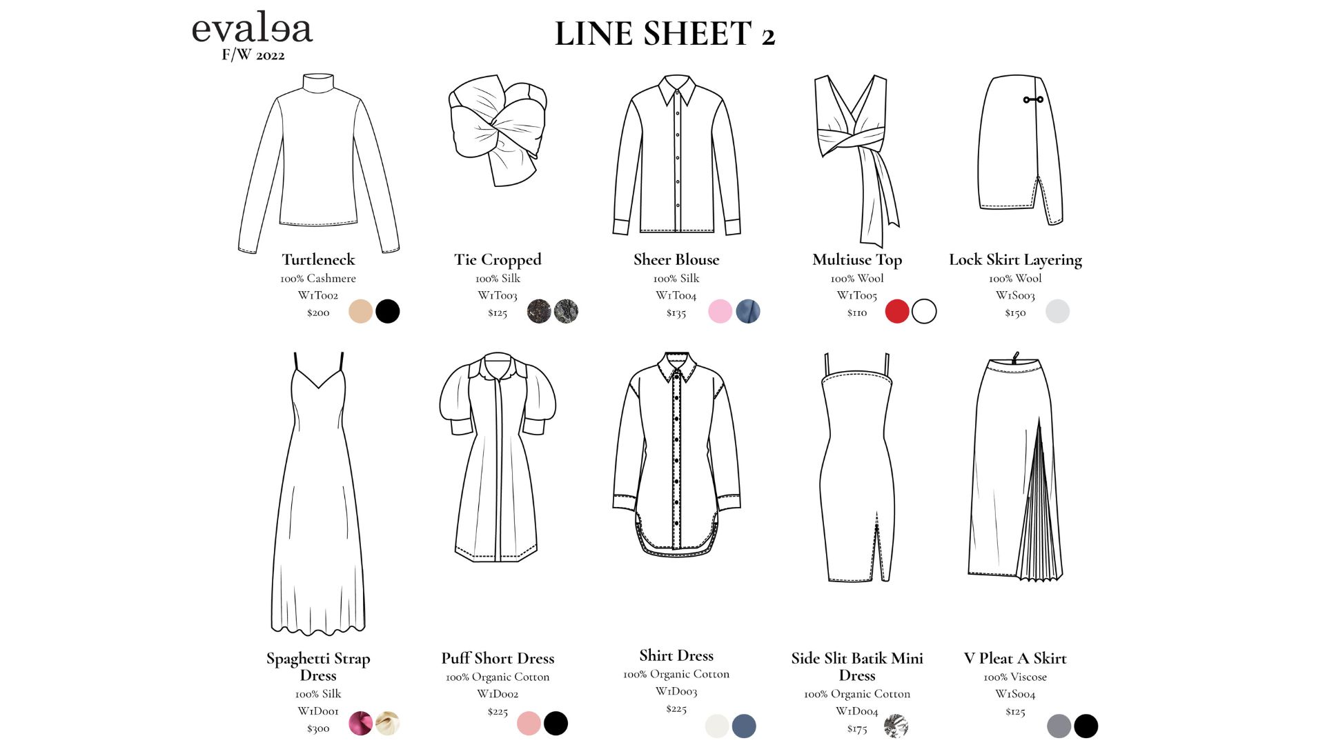 EVALEA Line Sheet Two