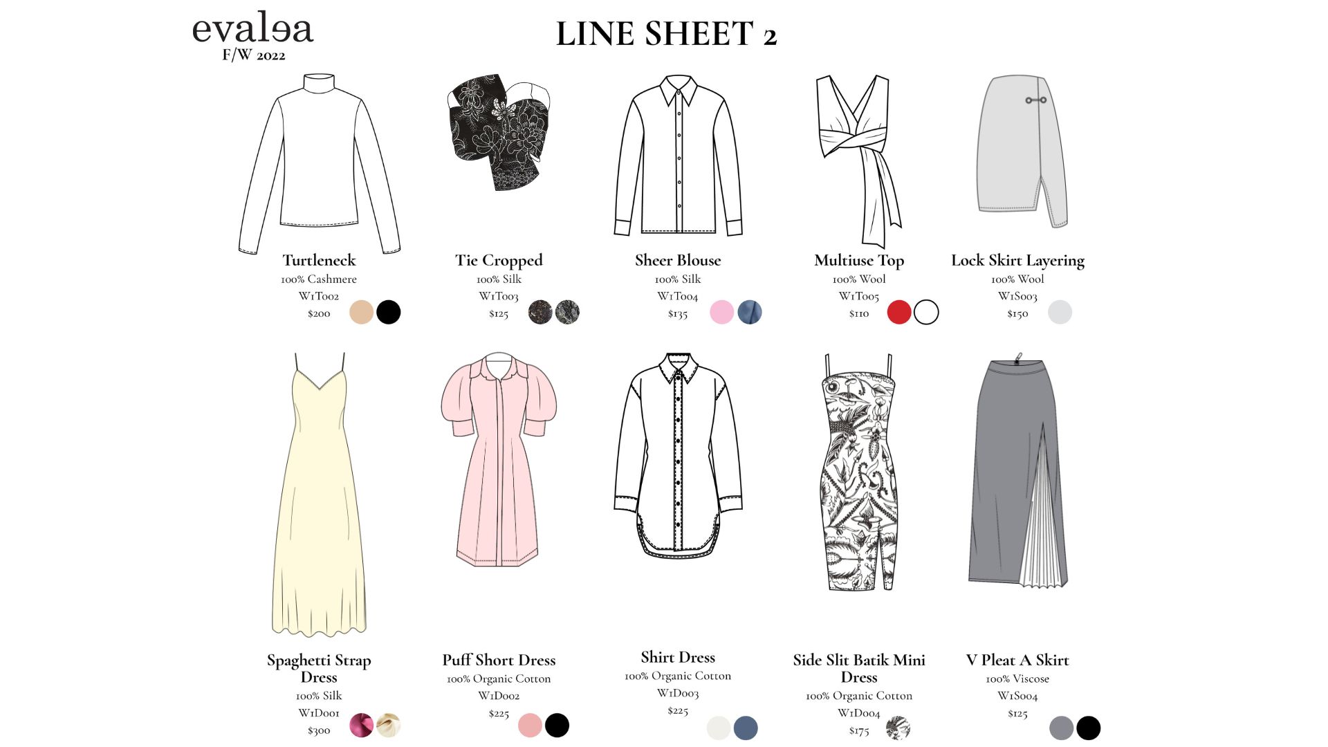 EVALEA Line Sheet Two Color