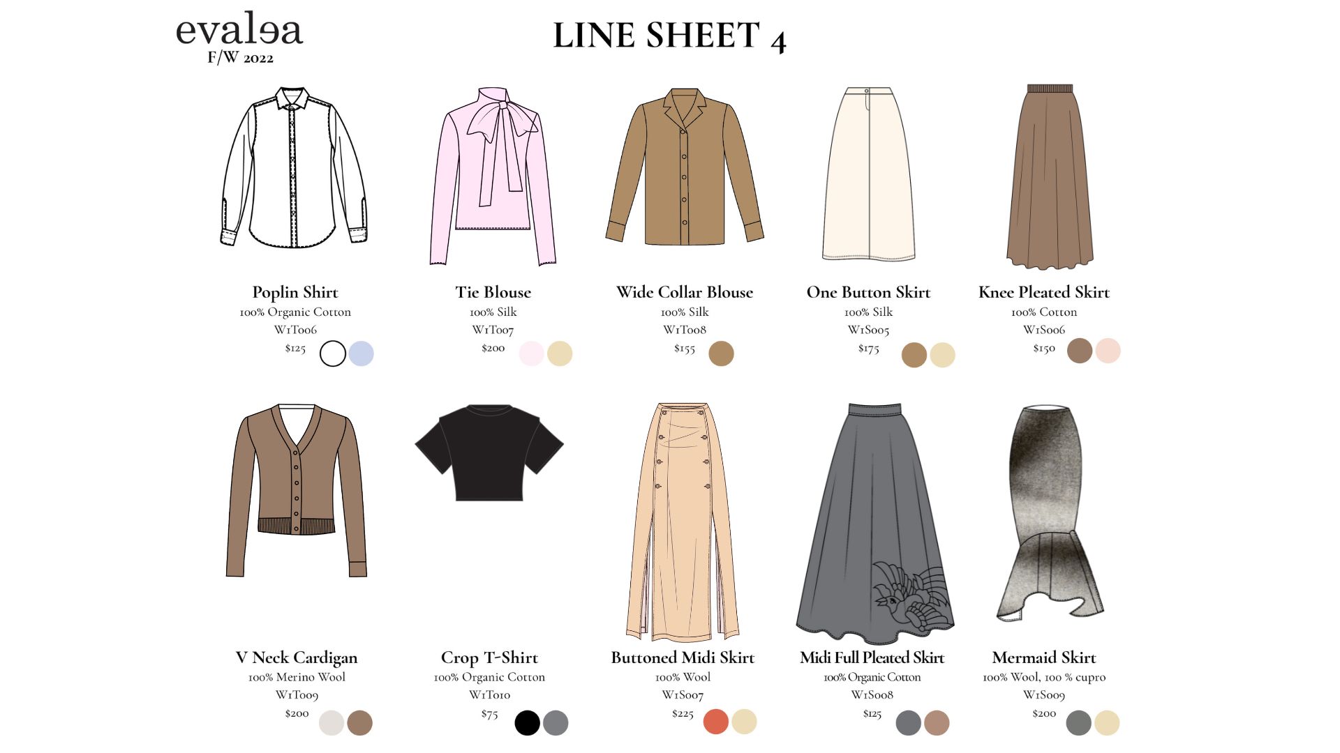 EVALEA Line Sheet Four Color