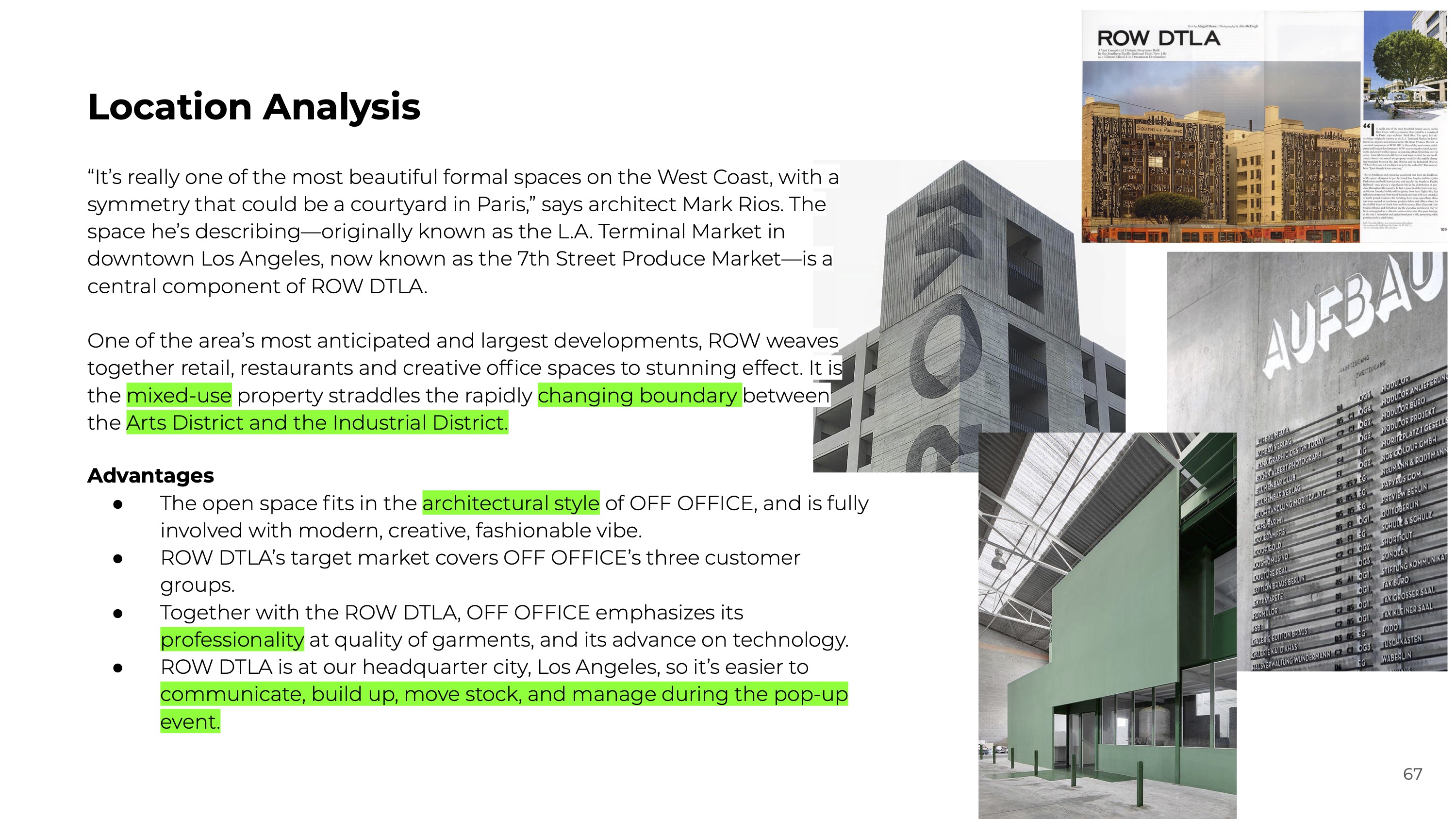 OFF OFFICE Location Analysis